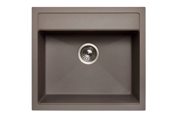 Navona Waltz 560 Single Bowl Granite Sink 560 x 510 x 200mm Concrete Grey