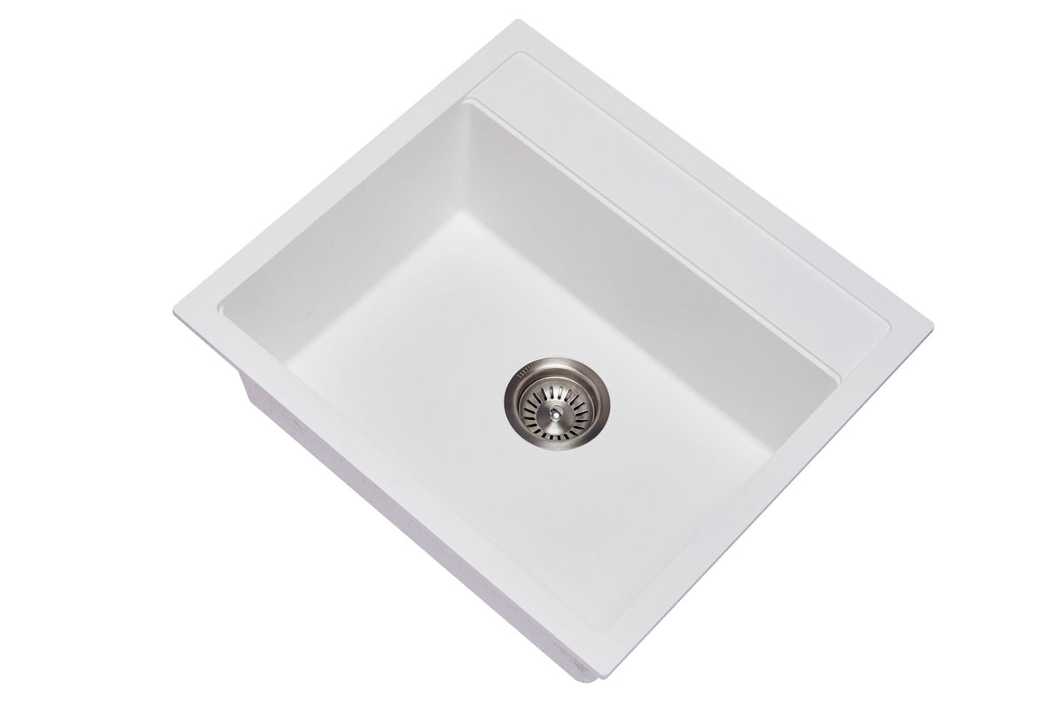 Navona Waltz 560 Single Bowl Granite Sink 560 x 510 x 200mm Snova White