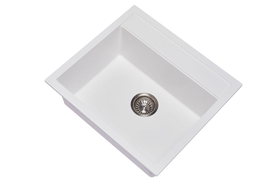 Navona Waltz 560 Single Bowl Granite Sink 560 x 510 x 200mm Snova White