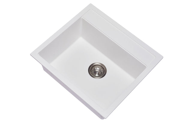 Navona Waltz 560 Single Bowl Granite Sink 560 x 510 x 200mm Snova White