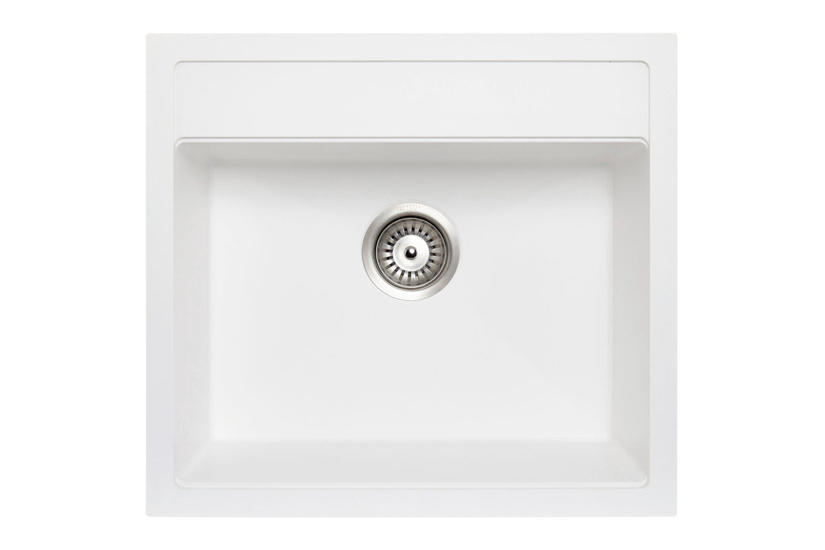 Navona Waltz 560 Single Bowl Granite Sink 560 x 510 x 200mm Snova White