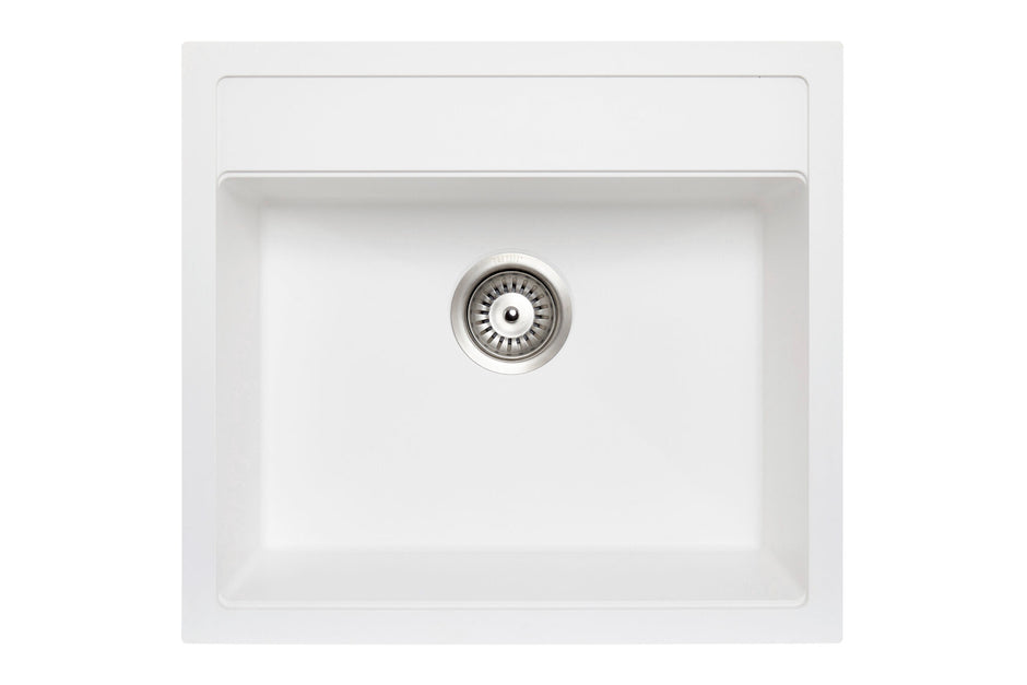 Navona Waltz 560 Single Bowl Granite Sink 560 x 510 x 200mm Snova White