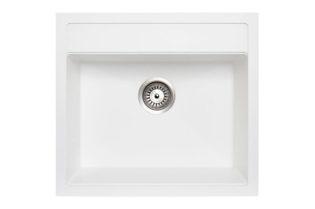 Navona Waltz 560 Single Bowl Granite Sink 560 x 510 x 200mm Snova White
