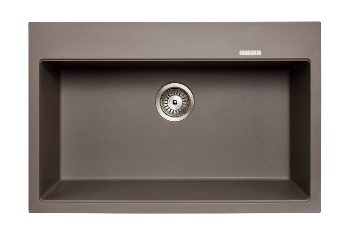 Navona Waltz 780 Single Bowl Granite Sink 780 x 510 x 220mm Concrete Grey