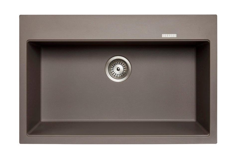 Navona Waltz 780 Single Bowl Granite Sink 780 x 510 x 220mm Concrete Grey