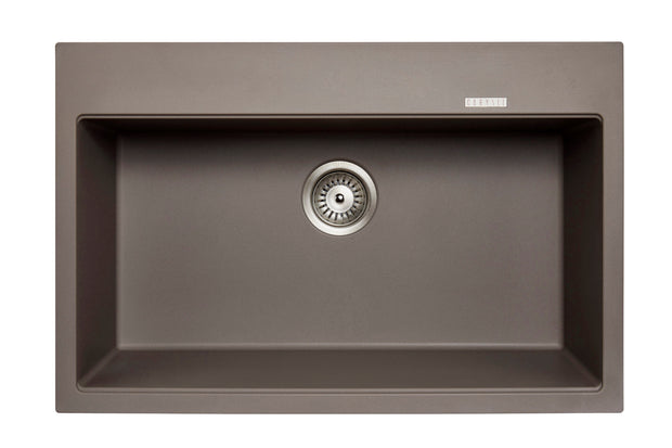 Navona Waltz 780 Single Bowl Granite Sink 780 x 510 x 220mm Concrete Grey
