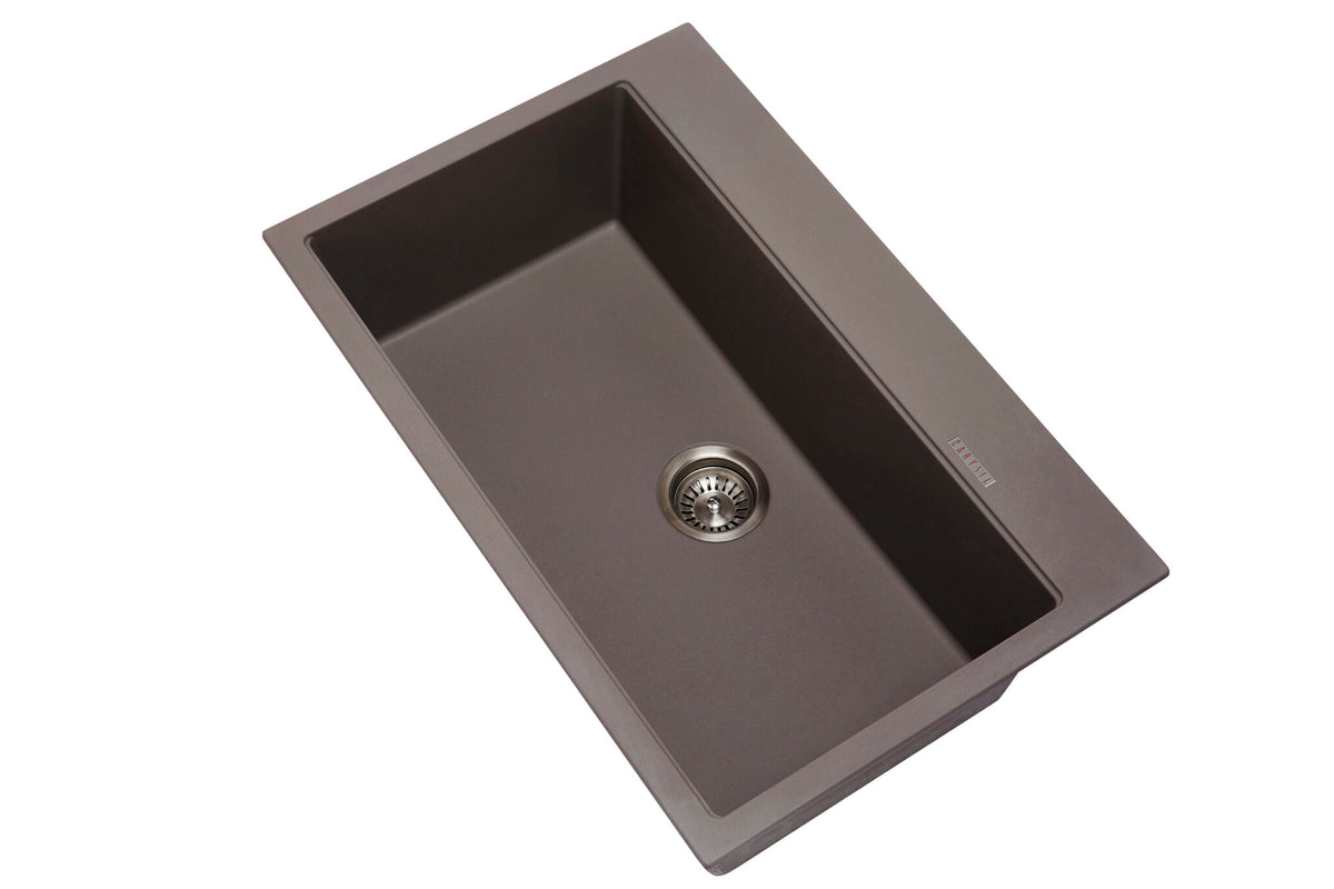 Navona Waltz 780 Single Bowl Granite Sink 780 x 510 x 220mm Concrete Grey