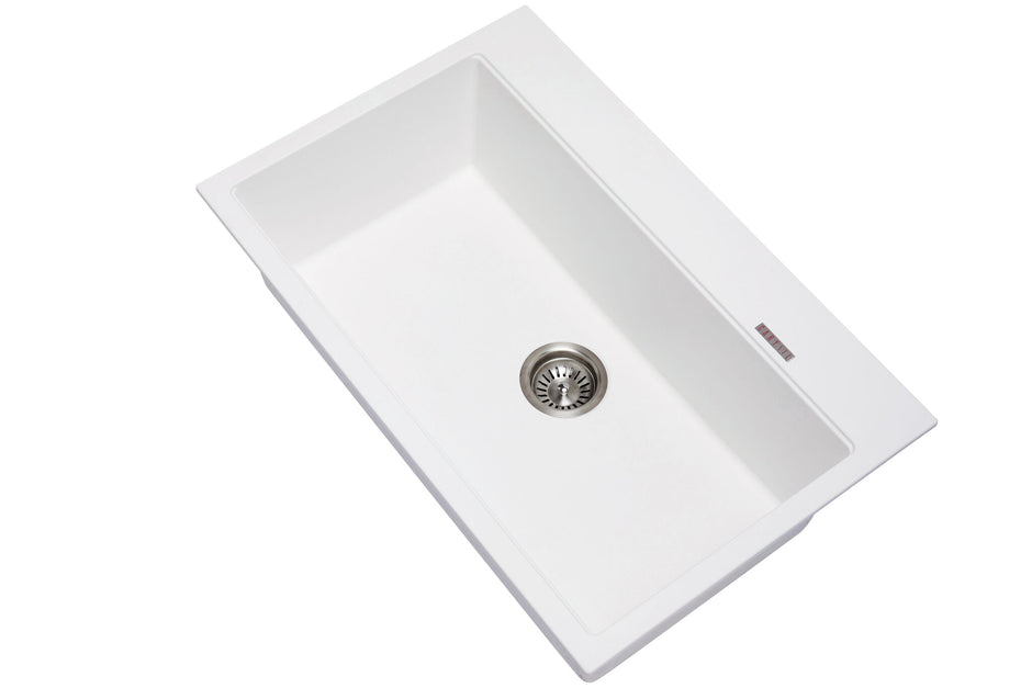 Navona Waltz 780 Single Bowl Granite Sink 780 x 510 x 220mm Snova White