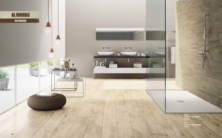 Woodland Almonds Timber Look Porcelain Tiles in a room setting