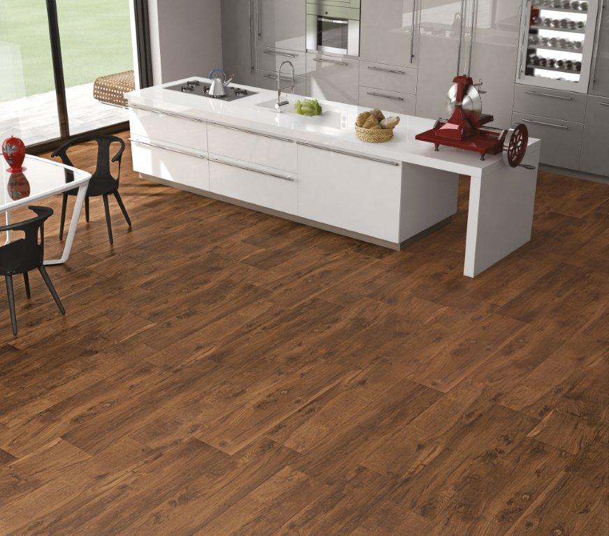 Woodland Cherry Timber Look Porcelain Tiles in a room setting