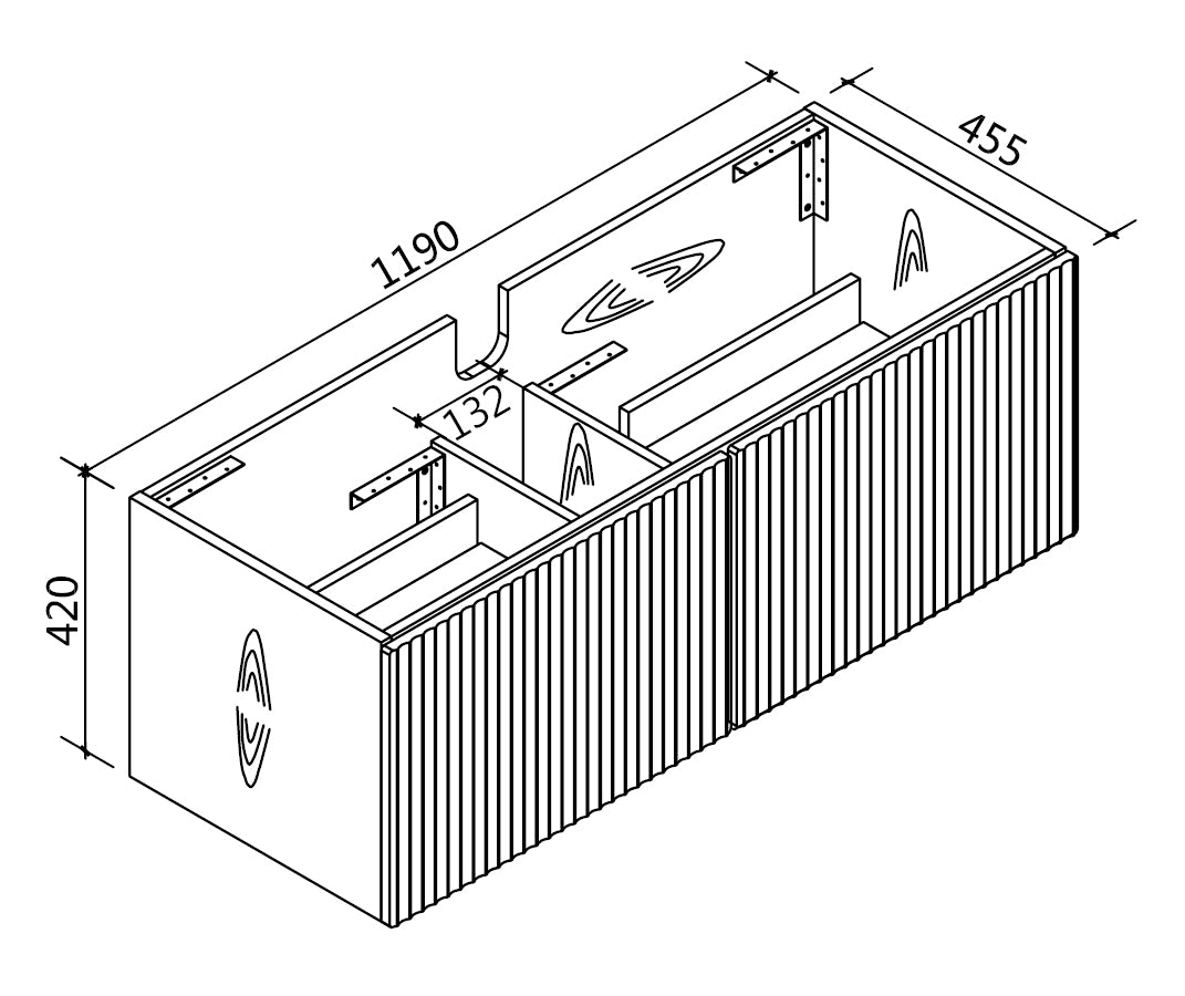 Zenmo Vivo Wall Hung Vanity 1200mm line drawing