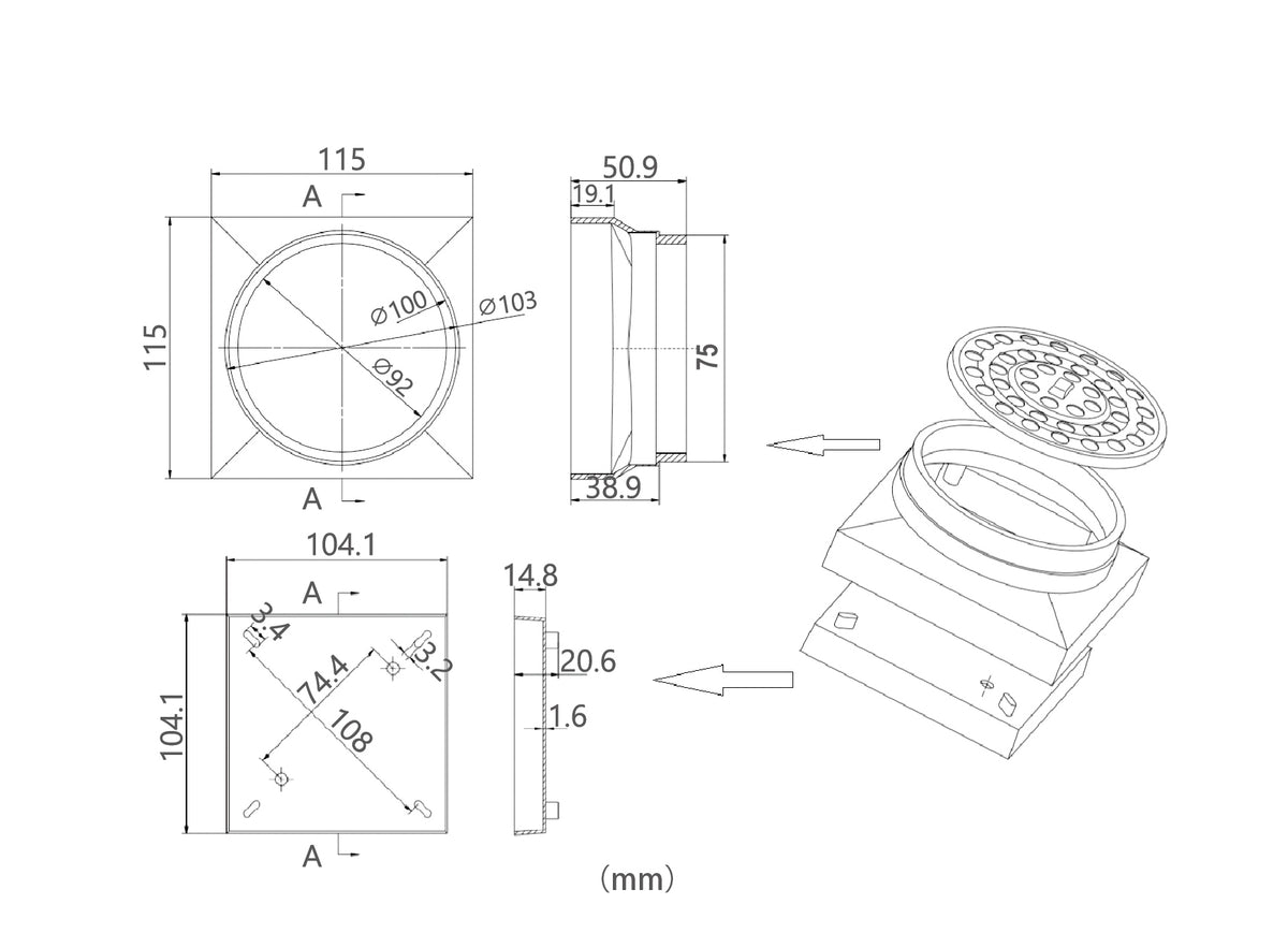 Zenmo Tile Insert Shower Grate 115mm