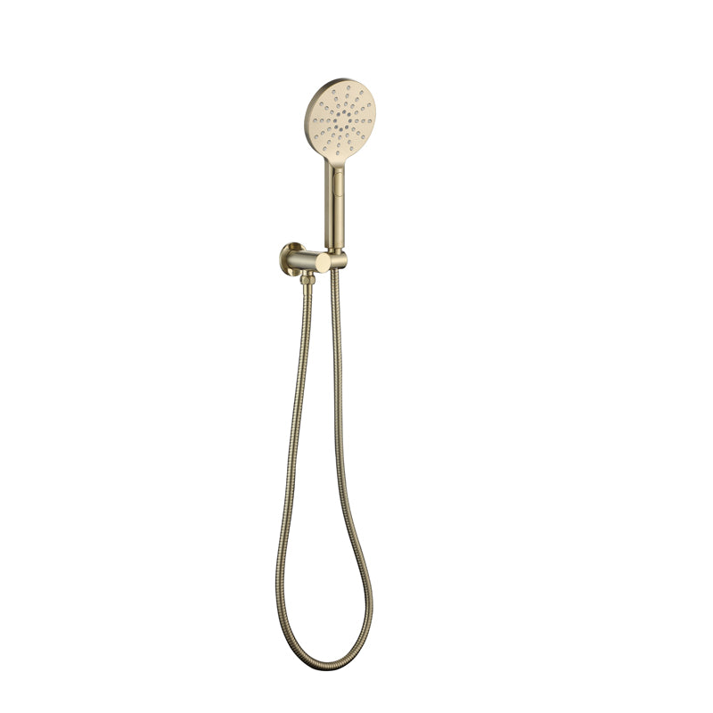 Zenmo Rainjet 3 Function Hand Shower on Bracket with Metal Hose in Brushed Brass