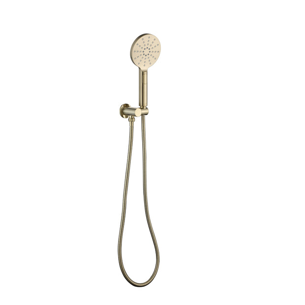 Zenmo Rainjet 3 Function Hand Shower on Bracket with Metal Hose in Brushed Brass