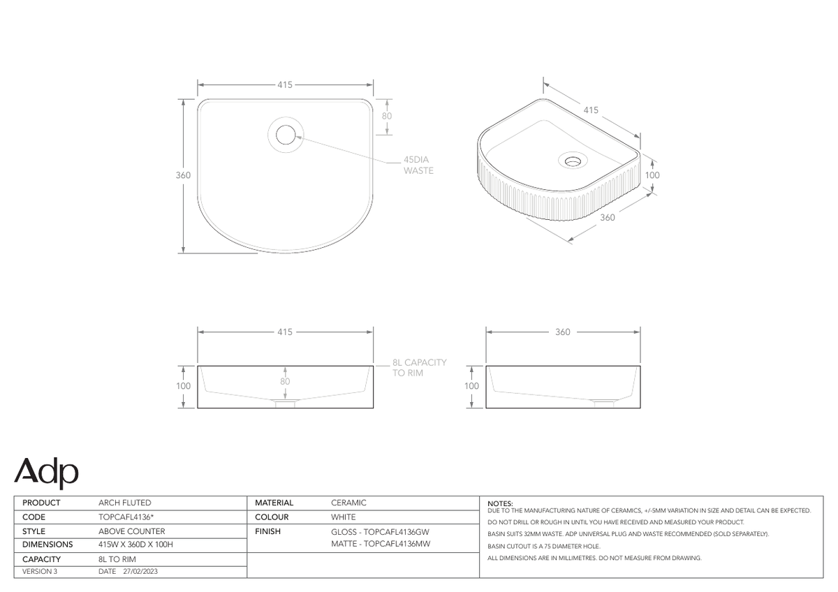 ADP Australia specification sheet