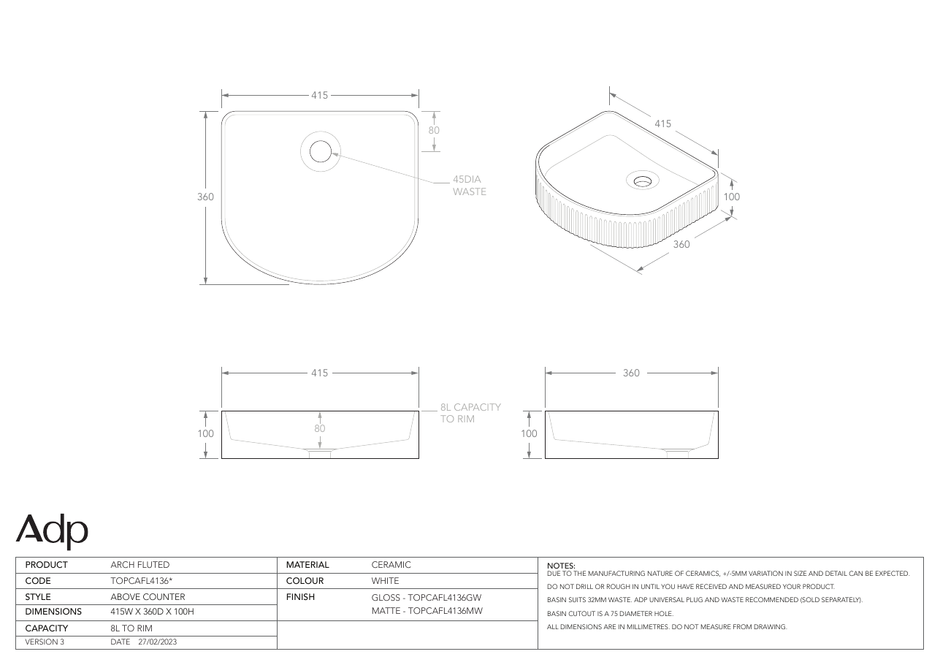 ADP Australia specification sheet