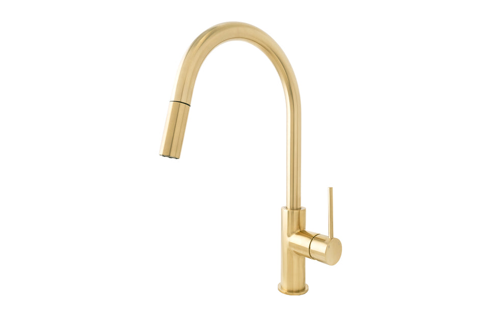 Bloom Pull Out Sink Mixer in Light Brushed Brass