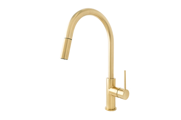 Bloom Pull Out Sink Mixer in Light Brushed Brass