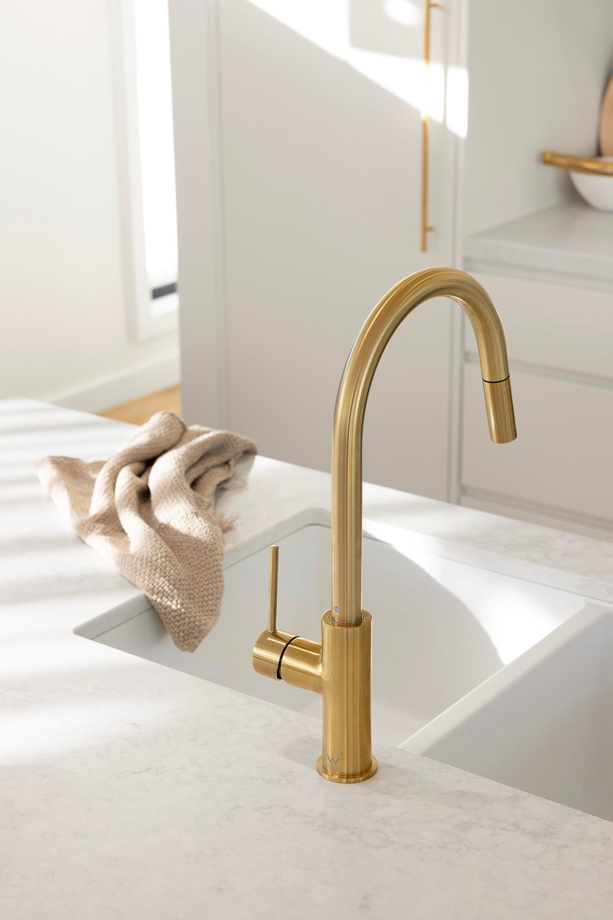Bloom Pull Out Sink Mixer styled in a kitchen