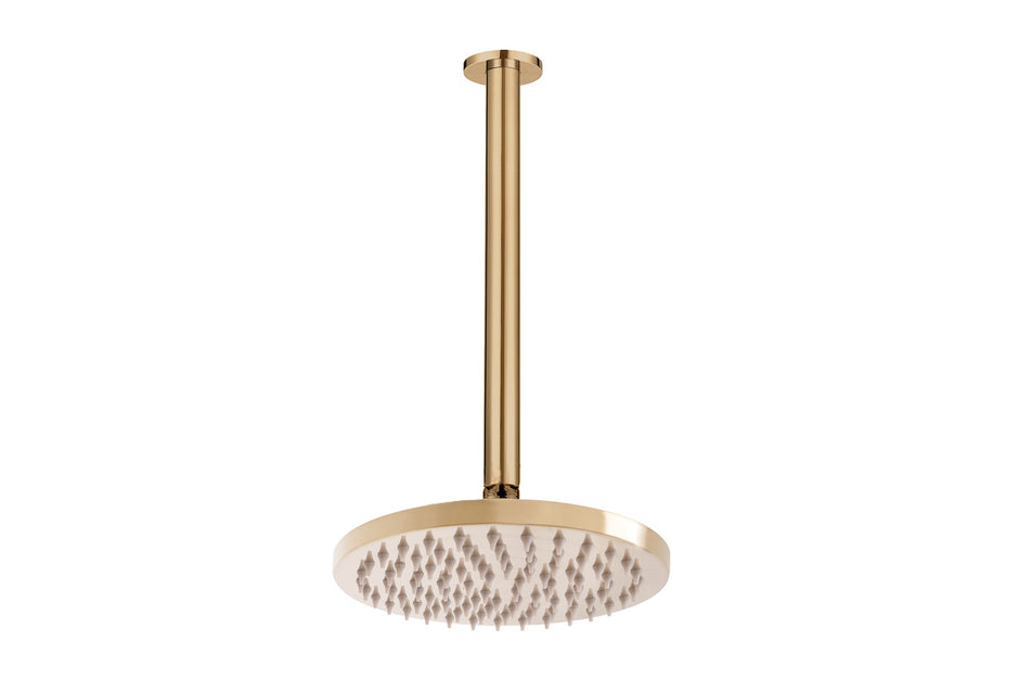 Bloom Shower Rose 200mm and Shower Dropper 300mm in Brushed Brass