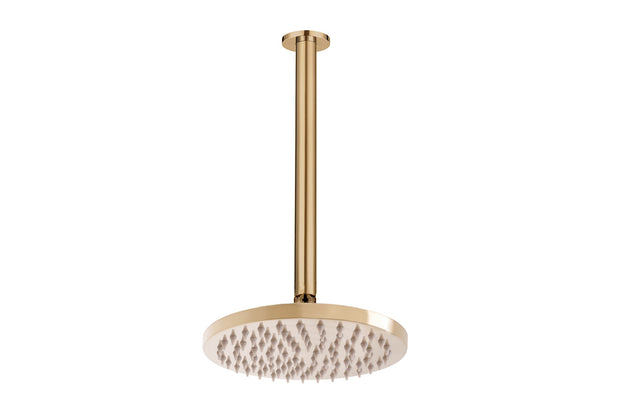 Bloom Shower Rose 200mm and Shower Dropper 300mm in Brushed Brass