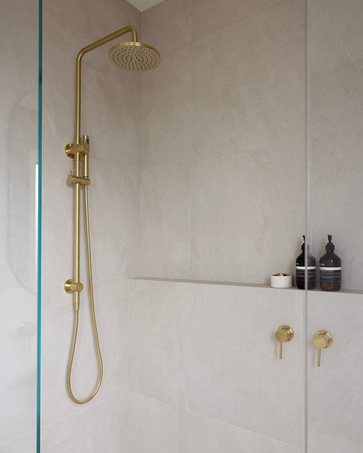 Bloom Shower Set styled in a bathroom