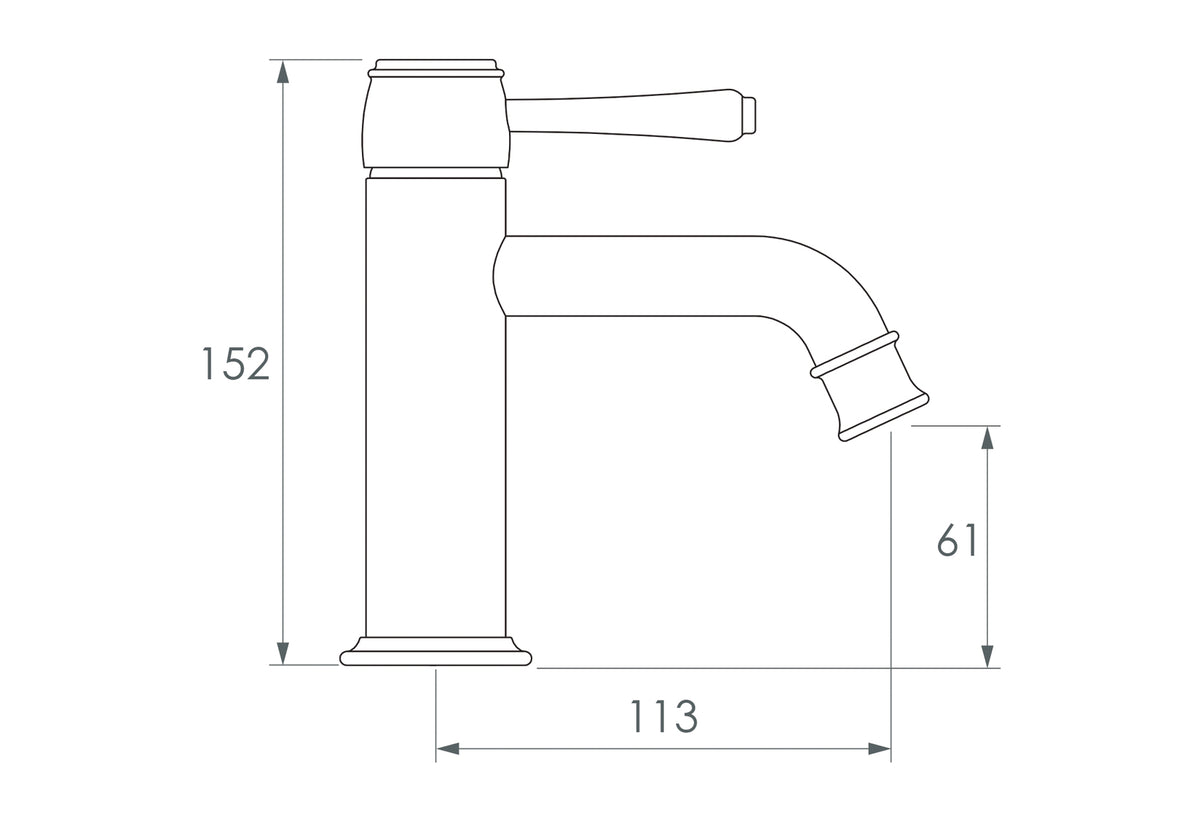 Eternal Basin Mixer dimensions drawing