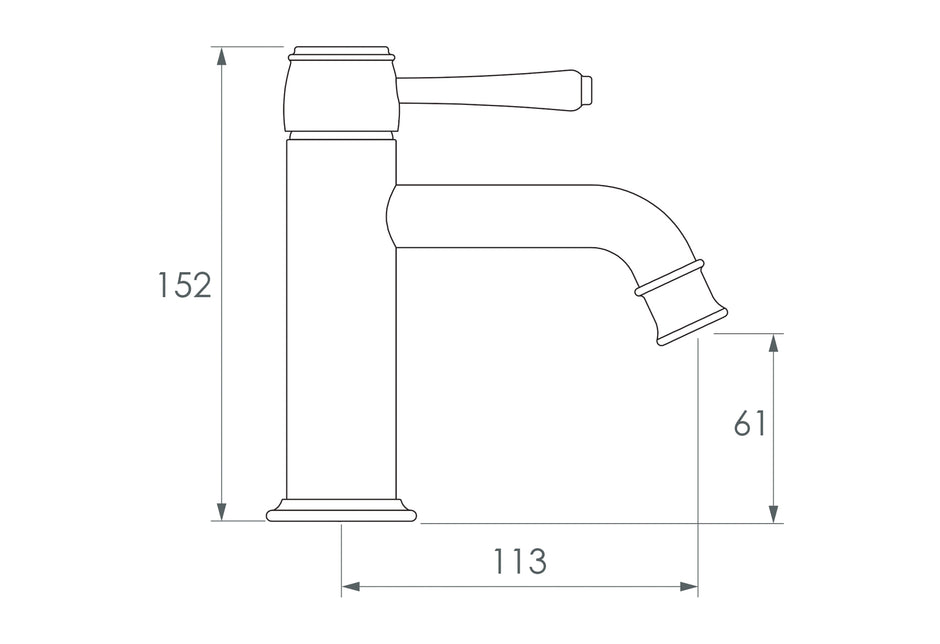 Eternal Basin Mixer dimensions drawing