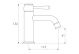 Eternal Basin Mixer dimensions drawing