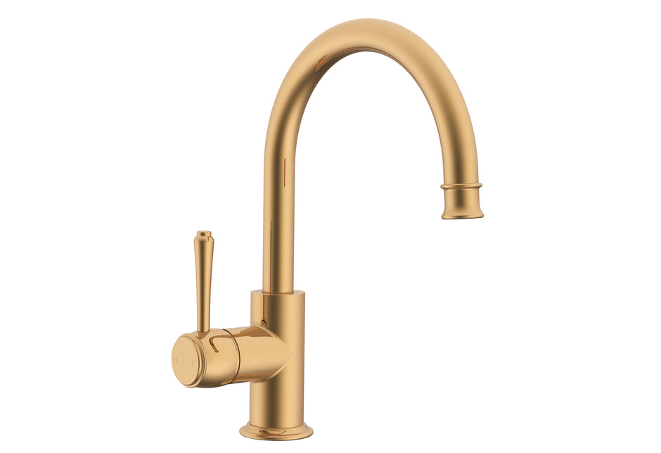 Eternal Gooseneck Basin Mixer in Brushed Brass