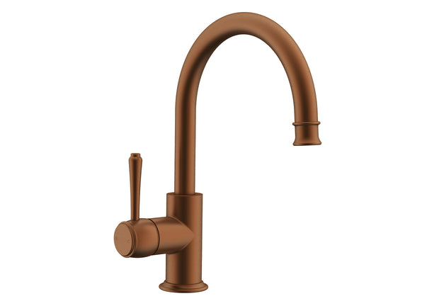 Eternal Gooseneck Basin Mixer in Brushed Copper