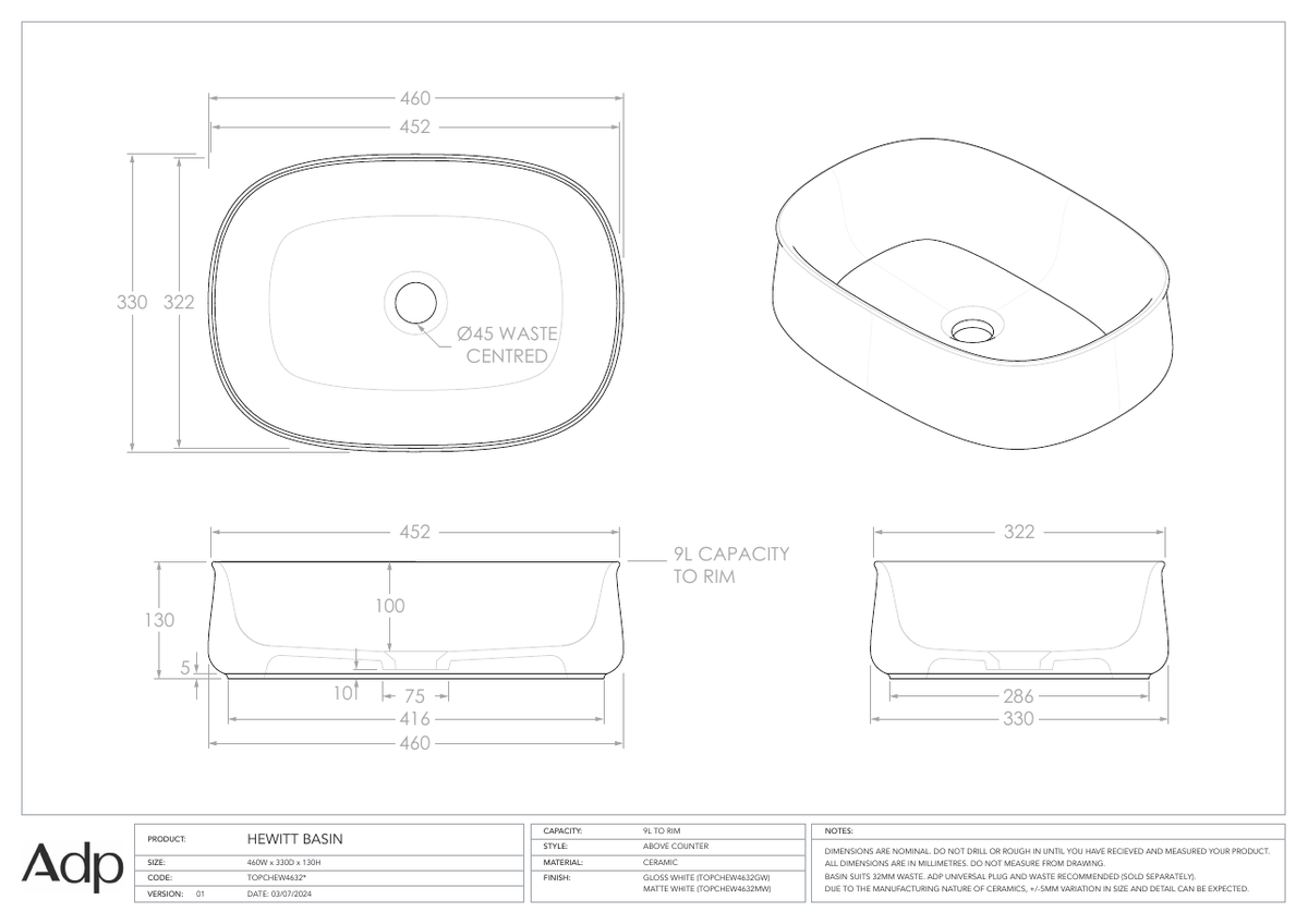 ADP Australia specification sheet