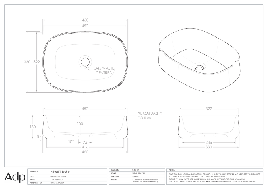 ADP Australia specification sheet