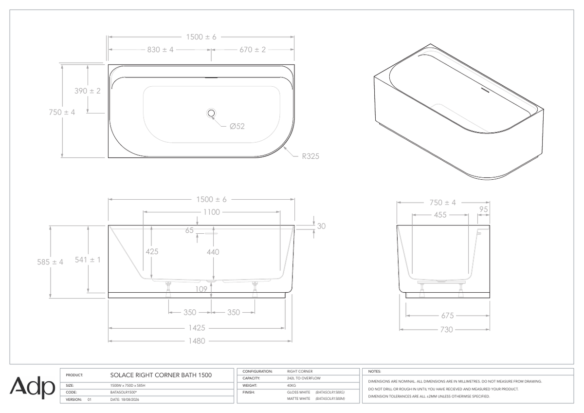 ADP Australia specification sheet