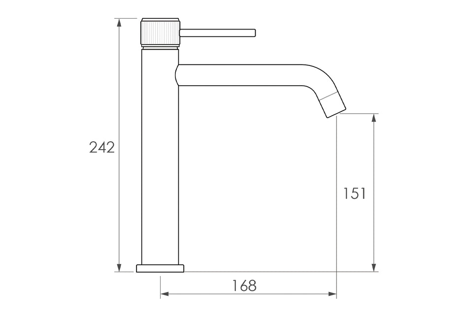 Soul Groove Extended Basin Mixer dimensions drawing
