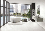 Agrigento White Matt Marble Look Porcelain Tiles 300x600mm in a room setting
