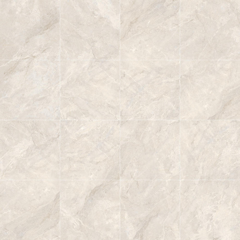 Alba Cream Satin Stone Look Porcelain Tiles 600x600mm in a room setting