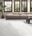 Alba Grey Satin Stone Look Porcelain Tiles 600x600mm in a room setting