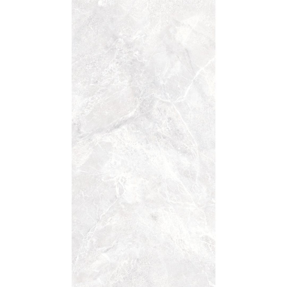 Alba White Polished Stone Look Porcelain Tiles 600x1200mm tile