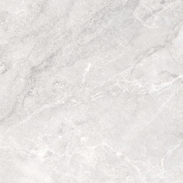 Alba White Polished Stone Look Porcelain Tiles 600x600mm tile