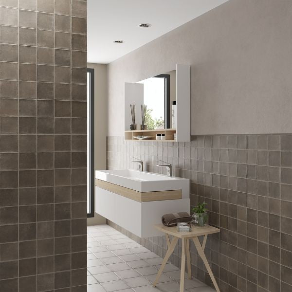 Argile Cacao Square Matt Porcelain Tiles in a room setting