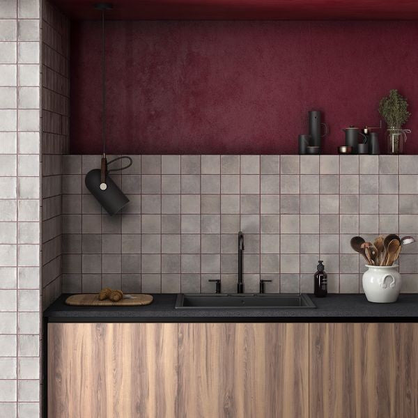 Argile Concrete Square Matt Porcelain Tiles in a room setting