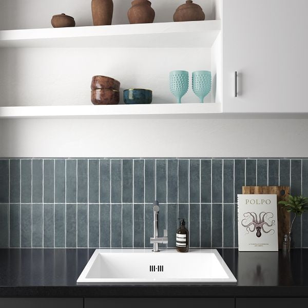 Argile Glacier Matt Porcelain Subway Tiles in a room setting