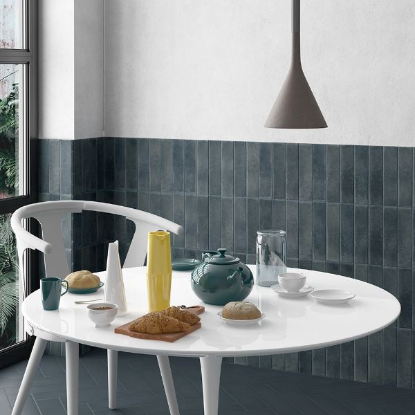 Argile Glacier Matt Porcelain Subway Tiles in a room setting