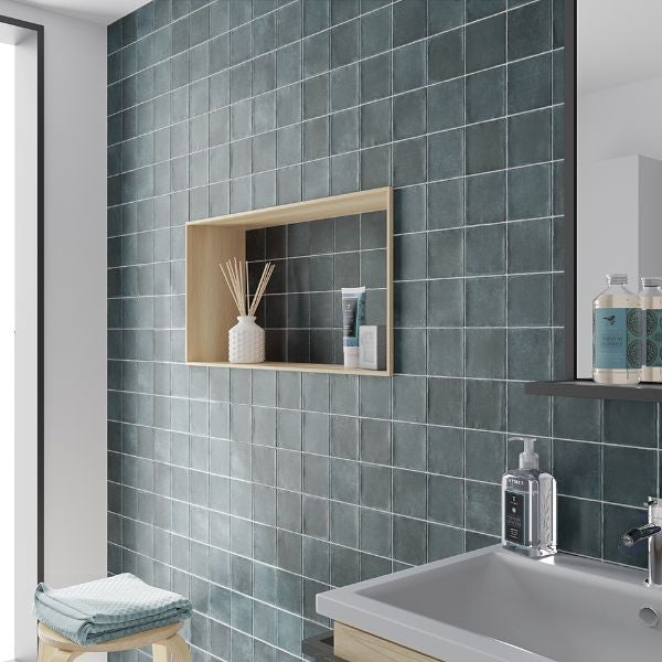 Argile Glacier Square Matt Porcelain Tiles in a room setting