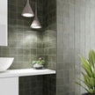 Argile Khaki Square Matt Porcelain Tiles in a room setting