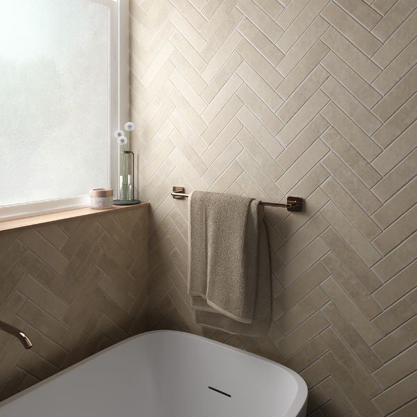 Argile Siena Matt Porcelain Subway Tiles in a room setting