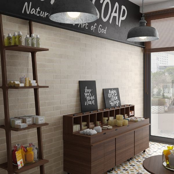 Argile Siena Matt Porcelain Subway Tiles in a room setting