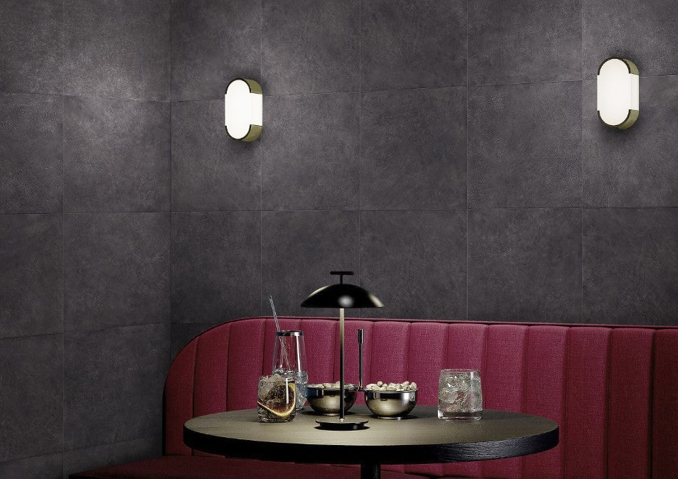 Art Black Matt Concrete Look Porcelain Tiles in a room setting