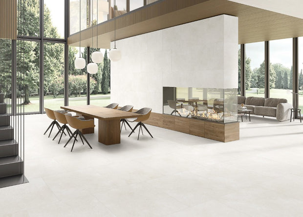 Art Milk Matt Concrete Look Porcelain Tiles in a room setting